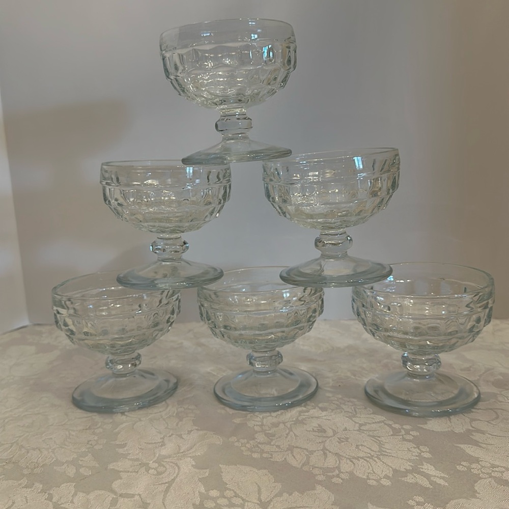 Indiana Whitehall Clear Glass Sherbets (6)